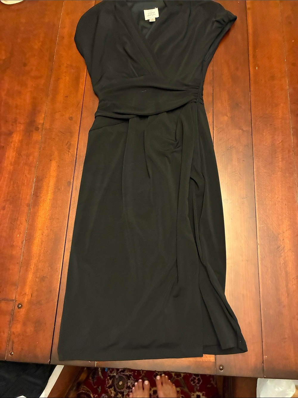 Suzi Chin for Maggy Boutique Black Faux-Wrap Midi Dress